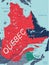 Quebec province vector editable map of the Canada
