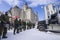 Quebec Provincial Police SÃ»retÃ© du QuÃ©bec advance on one of the trucks at the Freedom Convoy protest in Ottawa