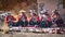 Quechua ladies weaving traditional Andean textiles. Chillca, Cusco, Peru