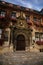 Quedlinburg, Saxony-Anhalt, Germany, 28 October 2022: Historic gothic townhall or Rathaus with Roland statue in Market Square,