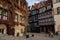 Quedlinburg, Saxony-Anhalt, Germany, 28 October 2022: Historic gothic townhall or Rathaus with Roland statue in Market Square,