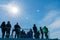 QUEEN CHARLOTTE SOUND NEW ZEALAND - OCTOBER 2 2018; Passsengers on-board look at passing scenery arriving silhouetted with lens