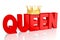 Queen concept - red word, golden crown