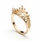Queen Crown Ring In Yellow Gold - High-key Lighting Inspired