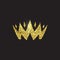 Queen crown, royal gold headdress. King golden accessory. Isolated vector illustrations. Elite class symbol on black