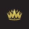 Queen crown, royal gold headdress. King golden accessory. Isolated vector illustrations. Elite class symbol on black