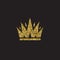 Queen crown, royal gold headdress. King golden accessory. Isolated vector illustrations. Elite class symbol on black