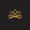 Queen crown, royal gold headdress. King golden accessory. Isolated vector illustrations. Elite class symbol on black