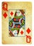 Queen of Diamonds Vintage playing card isolated on white