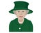 Queen Elizabeth Face Portrait With Green Suits