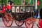 Queen Elizabeth in her carriage at Trooping the Colour, annual military parade at Horse Guards, Westminster UK.