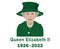 Queen Elizabeth Suit 1926 2022 Face Portrait Green Vector