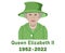Queen Elizabeth Suit 1952 2022 Face Portrait Green Vector
