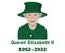 Queen Elizabeth Suit 1952 2022 Face Portrait Green Vector