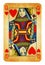 Queen of Hearts Vintage playing card isolated on white