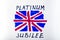 Queen jubilee british. Platinum Jubilee of Queen Elizabeth II. Drawn UK flag and inscription