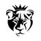 Queen lioness head with royal crown black and white vector portrait