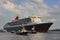 Queen Mary 2, the luxurious Cunard Liner leaves the port of Hamburg.