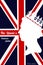The Queen s Platinum Jubilee celebration. Silhouette profile of Elizabeth in the crown on the British flag background
