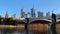 Queens bridge on yarra in Melbourne, panning timelapse at sunrise