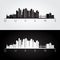 Queens, New York USA skyline and landmarks silhouette
