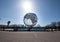 Queens, NY - April 3, 2021: View of the Unisphere, a spherical stainless steel representation of the Earth. Designed by Gilmore D