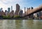 Queensboro Bridge in Midtown Manhattan with New York City skyline over East River