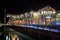 Queenstown, New Zealand. Restaurants on Steamer Wharf at night