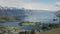 Queenstown, NZ - SEPT 28 2018 - Panoramic view of The remarkables, Lake Wakatipu and Queenstown, South Island, New Zealand