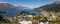 Queenstown panoramic view, downtown, mountains and lake Wakatipu, New Zealand