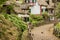 Queimadas - houses at levada . Tropical forest in the mountains on Madeira island