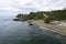 QUELLON CHILE. View of the rocky ocean coast