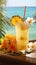 Quenching summer thirst: vibrant fruity drinks on ice, a refreshing blend of citrus, tropical flavors, and coolness for