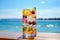 Quenching summer thirst: vibrant fruity drinks on ice, a refreshing blend of citrus, tropical flavors, and coolness for