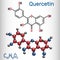 Quercetin flavonoid molecule. Structural chemical formula and