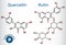 Quercetin, rutin molecule vitamin P. Structural chemical formu