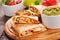 Quesadillas with chicken meat and vegetables