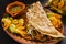 Quesadillas with squash blossom, cheese and sauce mexican food