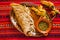 Quesadillas with squash blossom, cheese and sauce mexican food