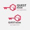 Quest or Escape room abstract logo.  Cooperative game sign of closed room