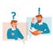 Question and answer concept. People icons with colorful dialog speech bubbles.Flat vector illustration