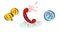 Question & Answer customer support 24/7 by phone. Hotline icons set in doodle style.