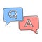 Question answer icon.  Flat image speech bubbles question and answer cartoon style on white isolated background. Layers grouped