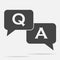 Question answer icon on gray background. Flat image speech bub