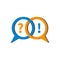 Question and answer icon, two bubble comments