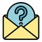 Question envelope icon color outline vector