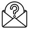 Question envelope icon, outline style