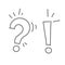 Question with exclamation mark, vector doodle icon isolated on white, hand drawn sketchy style