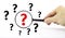 Question and exclamation marks symbol. Magnifying glass with question mark symbol. Concept creative idea and innovation.