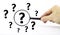 Question and exclamation marks symbol. Magnifying glass with question mark symbol. Concept creative idea and innovation.